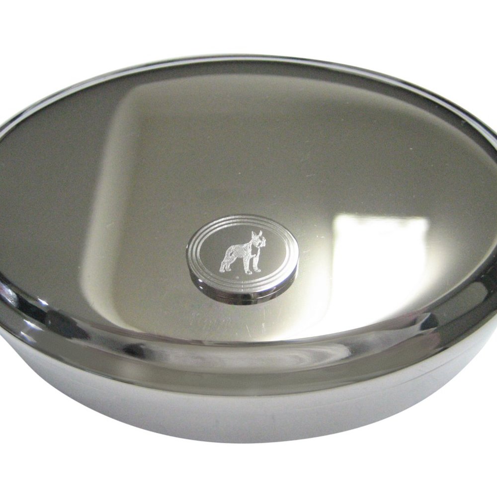 Oval Boston Terrier Dog Oval Trinket Jewelry Box